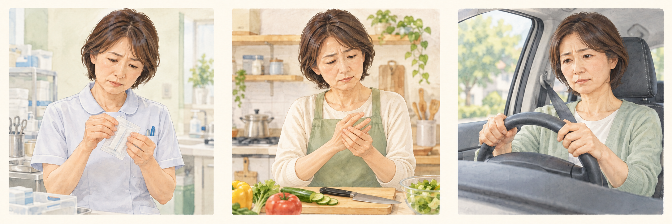 仕事中、細かな動作にも気をつかう。